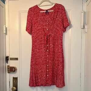 Seraphine Maternity - Red Floral Button-Down Dress
